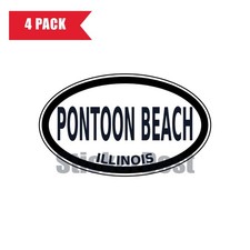 Illinois Pontoon Beach Oval Sticker 4 Pack 3x2 Inch