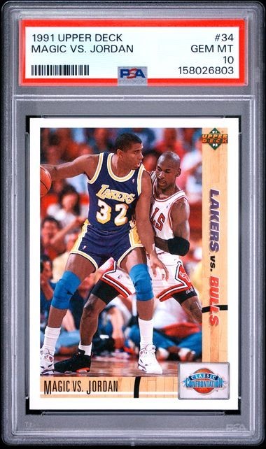 1991 UPPER DECK BASKETBALL #34 MAGIC VS. JORDAN PSA GEM MINT 10 158026803