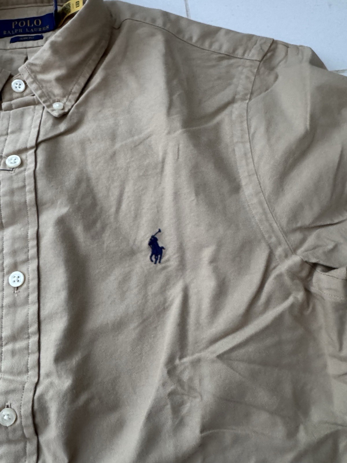 BNWT Polo Ralph Lauren Slim Fit Garment-Dyed Tan Size M Oxford Shirt. RRP£145 image 5