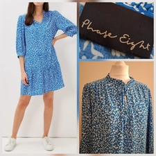 PHASE EIGHT size 18 Penele Loose Fit Swing Dress - Blue & White - LIKENEW!