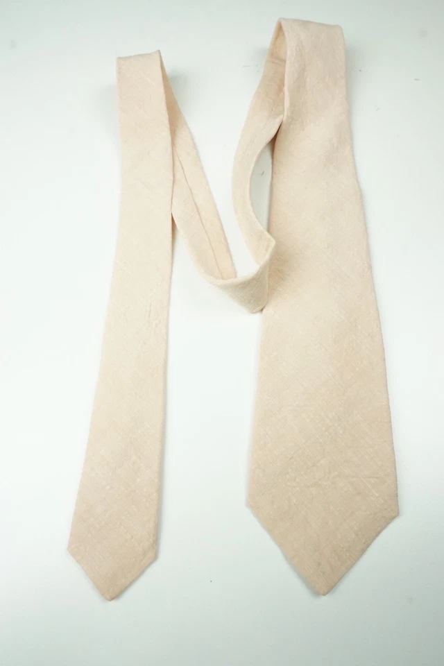 Corbata Kiton Blush Beige 100% Lino Seda Siete Pliegues Hecha en Italia NUEVA Foto 2 de 4