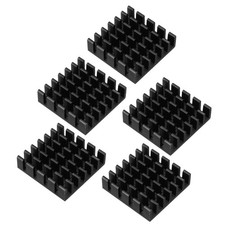 Aluminum Heatsink Cooler Circuit Board Cooling Fin Black 20mmx20mmx6mm 5Pcs