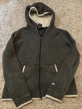 Kuhl Alpaca Fleece Gray Hooded Full Zip Jacket Size Medium Excellent Used