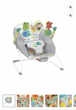 Bright Starts Playful Paradise Infant Baby Bouncer, Vibration, Toy Bar, Gray