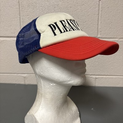 Pleasures Mesh Back Trucker Hat Red White Blue Adjustable SnapBack