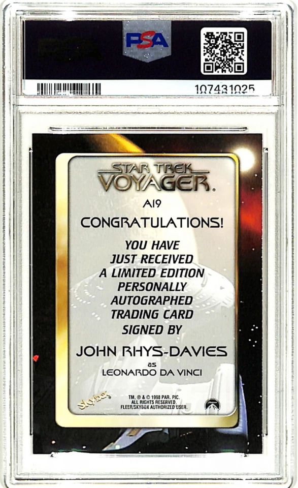 1998 Star Trek Voyager Profiles JOHN RHYS DAVIES Signed Card #A19 PSA/DNA Slab - Image 3 of 3