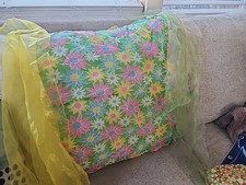 Lot Of 3 Vintage Sheer Scarf Scarves 21x22 Floral  2  26X24 MID CENTURY