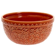Ceramic Bowl Fall Autumn Thanksgiving Embossed Leaf Serving Dish, Large/5 Cup...