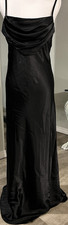 Karina Nites Black Satin Cowl Neck Strappy Long Formal Gown Dress Size 12