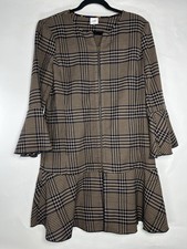 Cabi New Flounce Jacket 3902 Tan Brown Navy Tartan Plaid Size S Fall Classic
