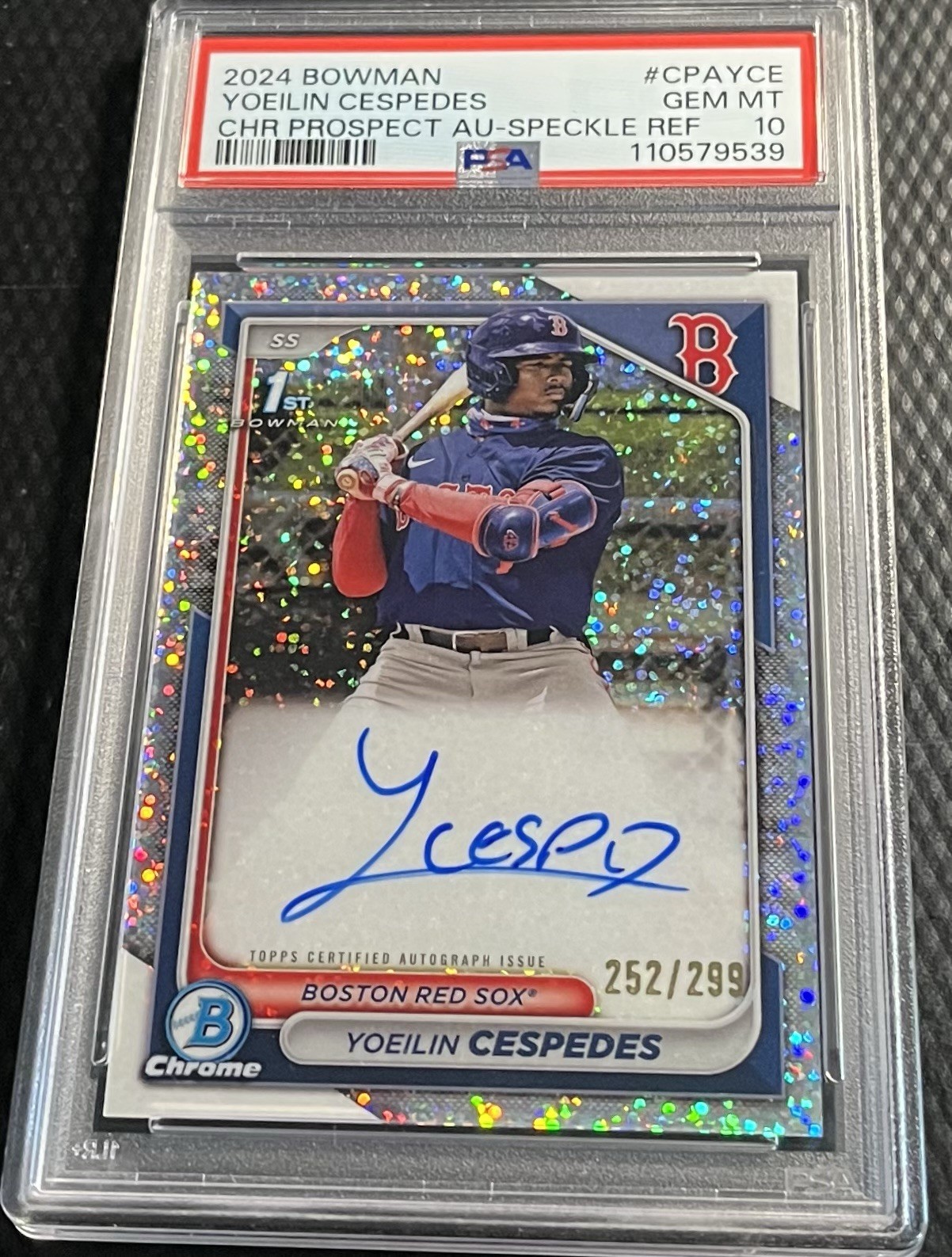 2024 Yoeilin Cespedes Red Sox PSA 10 Bowman Chrome 252/299 Auto Speckle #CPAYCE