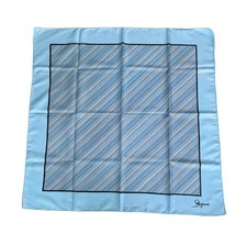 Elsa Schiaparelli Vintage Scarf 26    Light Blue Square, Signed, Diagonal