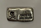 One (1) Oz Silver Bar "Skull & Crossbones" .999 fine - HAND POUR