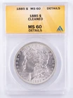 Certified 1885 Morgan Silver Dollar ANACS MS60 Silver $1