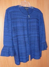 MING WANG Sapphire Blue/Black/Metallic Cardigan XL NWOT!