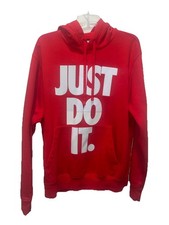 Nike Sportswear JDI Fleece Hoodie Just Do It Red White Size Large