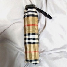  Unused BURBERRY Nova Check Folding Umbrella Beige Carbon Fiber Frame Vintage