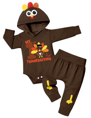Fommy Baby Boy Thanksgiving Outfit 6-9 Months My First Thanksgiving Baby Boys