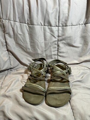 Merrell Women s Olive Green Terran 3 Crush Lattice Backstrap Hiking Sandals -8