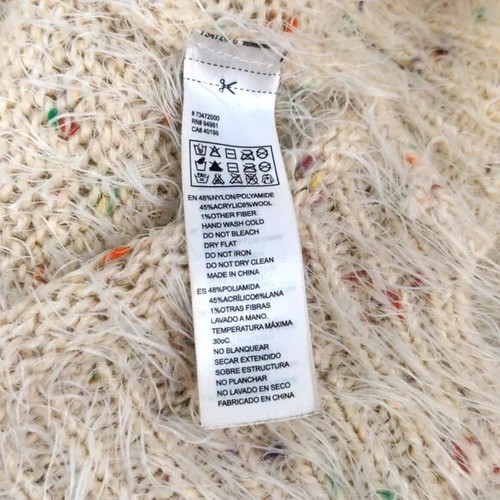 Fluffy Fuzzy Warm Cozy Fall Sweater Oatmeal Rainbow Confetti Pocket Size Medium - Picture 5 of 5