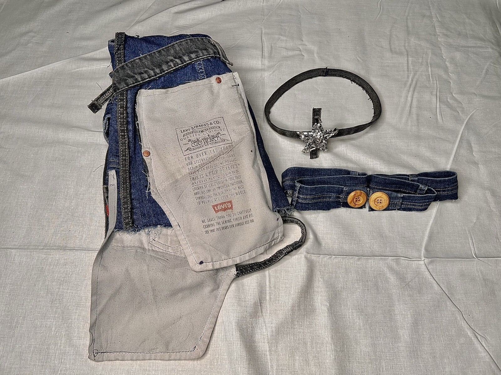 LEVI’s Vtg Mini Patchwork Denim Combat Classic Fi… - image 10