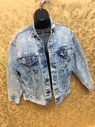 Levis Blue Acid Wash Denim Jean Trucker Jacket M-L USA Vintage cowboy ride 90s - Picture 11 of 11