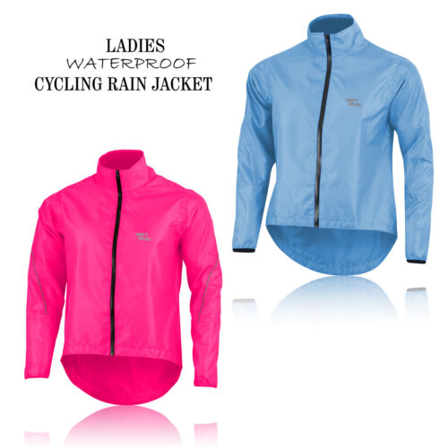 Ladies Cycling Jacket High Visibility Waterproof Bicycle Running Best Rain Coat - Picture 1 of 6