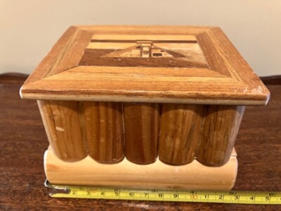 STRIKING VINTAGE MEXICAN WOODEN BOOKCASE PUZZLE BOX WITH MULTI-STEP ENTRY