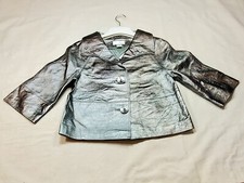 Womens Black Leather Metallic Short Crop Jacket - Brand New - Size 4