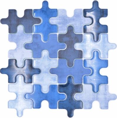 Glasmosaik Mosaikfliesen Kombi Puzzle Blau Mix Fliesenspiegel Dusche | 10 Matten