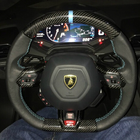 Lamborghini Bespoke Huracan Carbon Fiber Steering Wheel with Premium Leathers