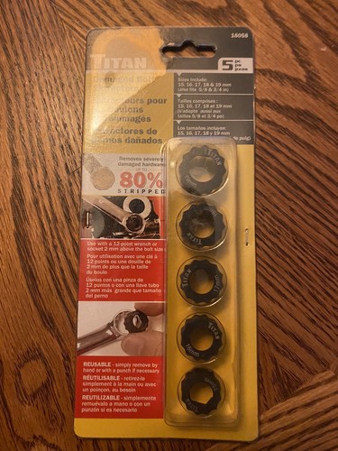 Titan Tools 16058 5-Piece Disposable Damaged Bolt Extractor Ring Set - 第 1/2 張圖片