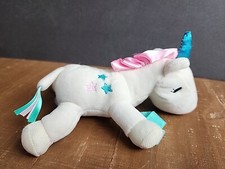 Dr. Brown  s Plush Unicorn Lovey Pacifier  Teether Holder White with blue stars