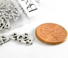 4 Antique Silver 2024 Metal Graduation Year Pendant Charms with Loop for Hanging