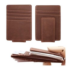 Leather Money Clip Minimalist Handy Wallet with a Cash Clip and 6 Other Card
