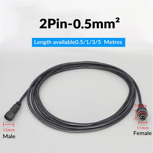 2 Pin IP67 Wasserdicht Strom Verlängerungskabel Stecker Buchse Lang 0,5M-10M - Picture 7 of 11