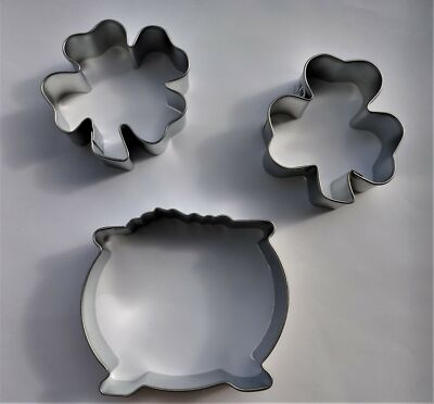 Shamrock & Clover Pot Of Gold Cookie Cutter 3 pc. Set Happy Saint Patrick's Day