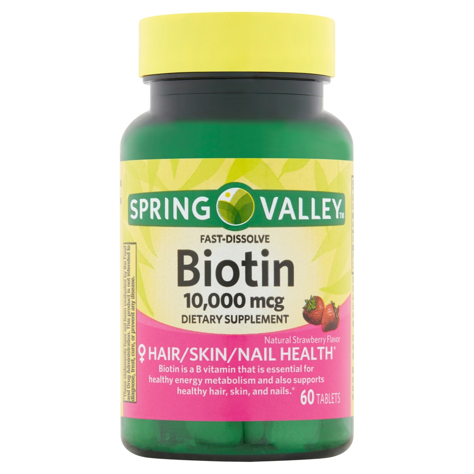Spring Valley Fast-Dissolve Biotin Tablets, 10,000 mcg, 60 count 