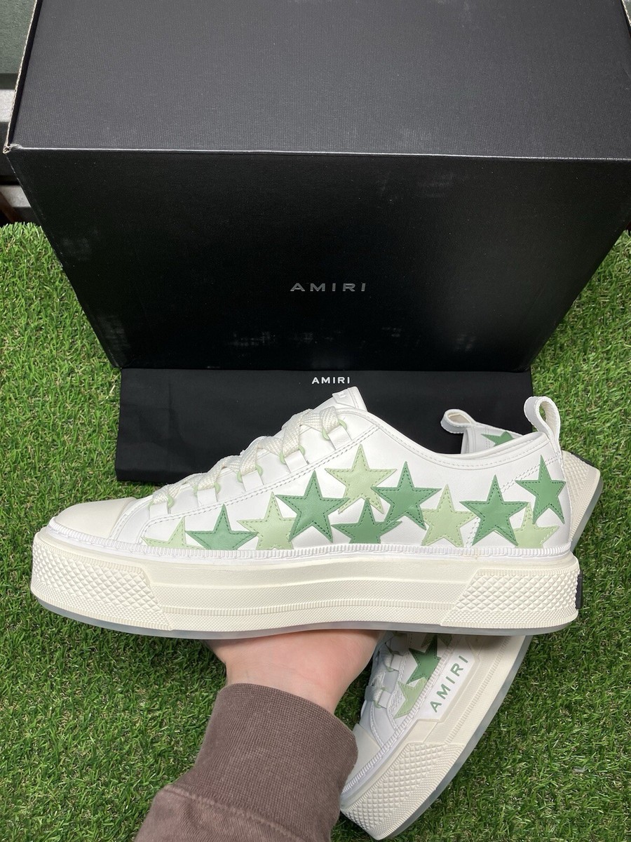 Size 44 (11US)- Amiri Stars Court Low 'Green, White' BRAND Size 44 (11US)- Amiri Stars Court Low 'Green, White' BRAND