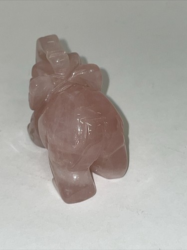 Natural Rose Quartz Crystal Elephant Quartz Stone Carved Animal Decor Healing - Picture 8 of 8