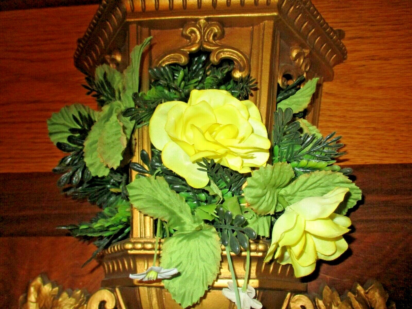 Vintage Homco Home Interiors Large Gold Syroco Lantern Planter Wall