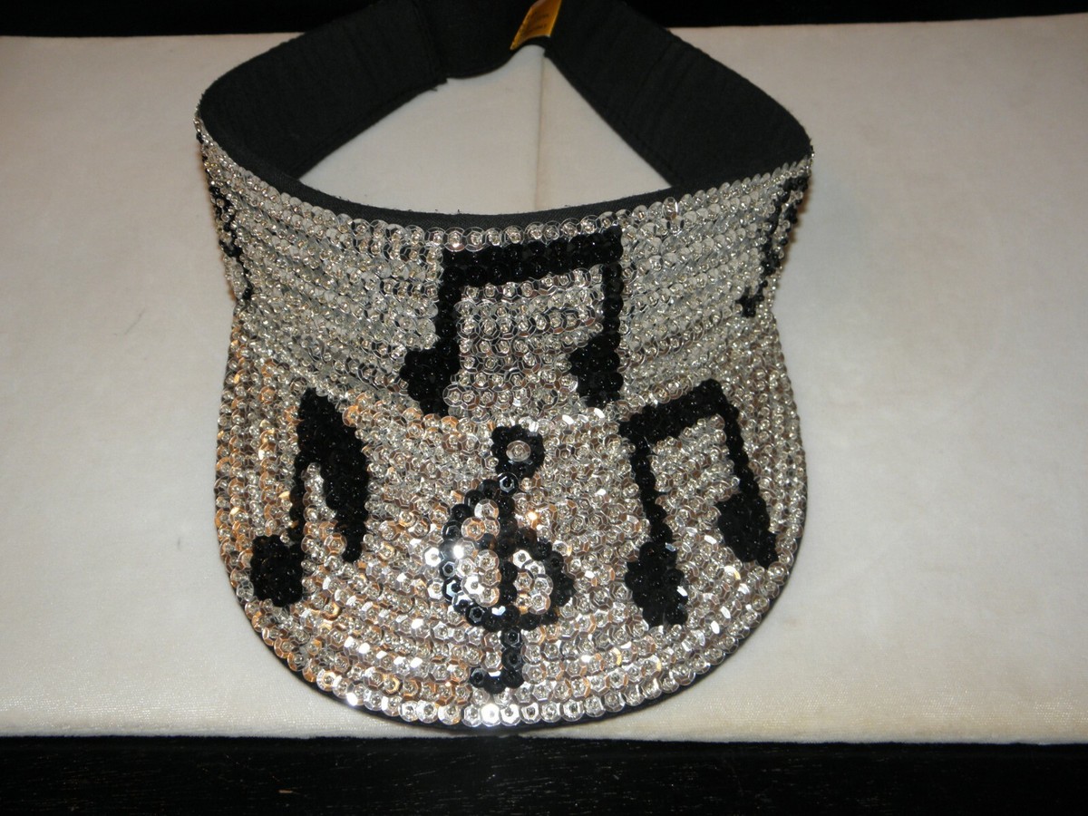 SILVER SEQUIN VISOR MUSIC NOTES JAZZ ROCK BAND ORCHESTRA 