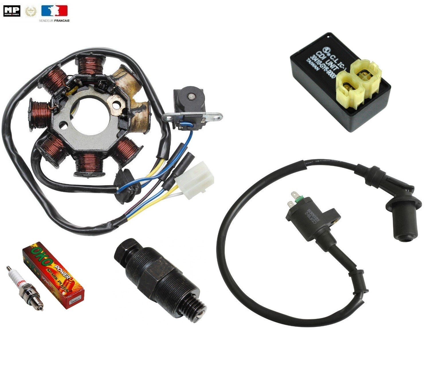 Stator bobine allumage et CDI pour scooter Peugeot V-Clic et moteurs chinois 139QMB 4T