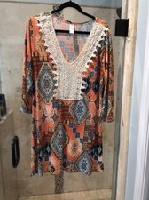 2btogether crochet dress L Large Stretch Boho Aztec Print Anthropologie