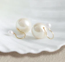 Pearl Clip on Earrings, Cuff Bridal Clip on Earrings, Invisible Clip on Earrings