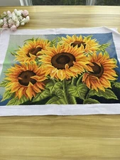 completed finished cross stitch Sunflower 23''x 16'' Unframed New