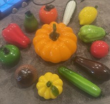 Vintage 14 Piece Murano Style Hand Blown Glass Fruits Vegetables