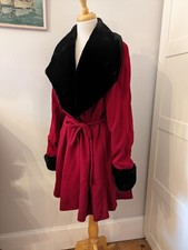 Red Princess Coat Black Fur Collar Cuffs 80's Does 1940's 1950's Femme Fatale 10