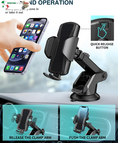 Hoppac Porta Cellulare Auto, Supporto Telefono Auto per Cruscotto e Parabrezza, - Foto 5 di 7