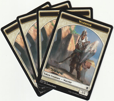   4 MAGIC The Gathering WARRIOR White Creature Token MTG PLAYSET KTK/EN 2014